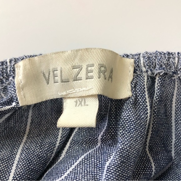 Velzera Chambray Embroidered Floral Tunic Mini Dress Top Medium Size 1X - Picture 5 of 9